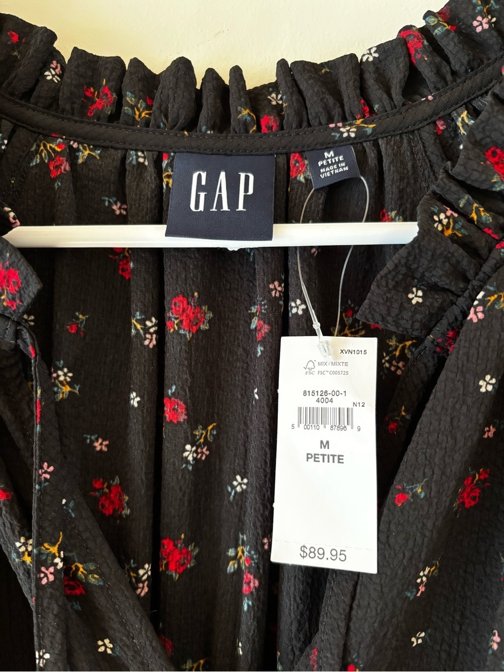 NWT GAP Black Floral Tie-Front Ruffle Dress Size Medium - Picture 3 of 8